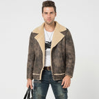 Men's Brown Sheepskin Shearling Flight Jacket