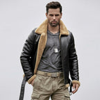Men's Black Shearling Leather Jacket