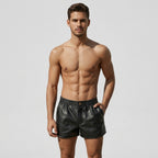 Men's Genuine Leather Shorts Premium Biker Motorcycle Shorts