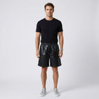 Men's Leather Biker Shorts Classic Motorcycle Riding Shorts