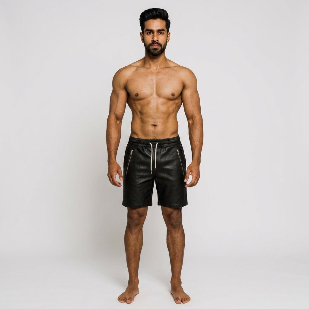 Men's Premium Leather Shorts Slim Fit Genuine Leather Bottoms