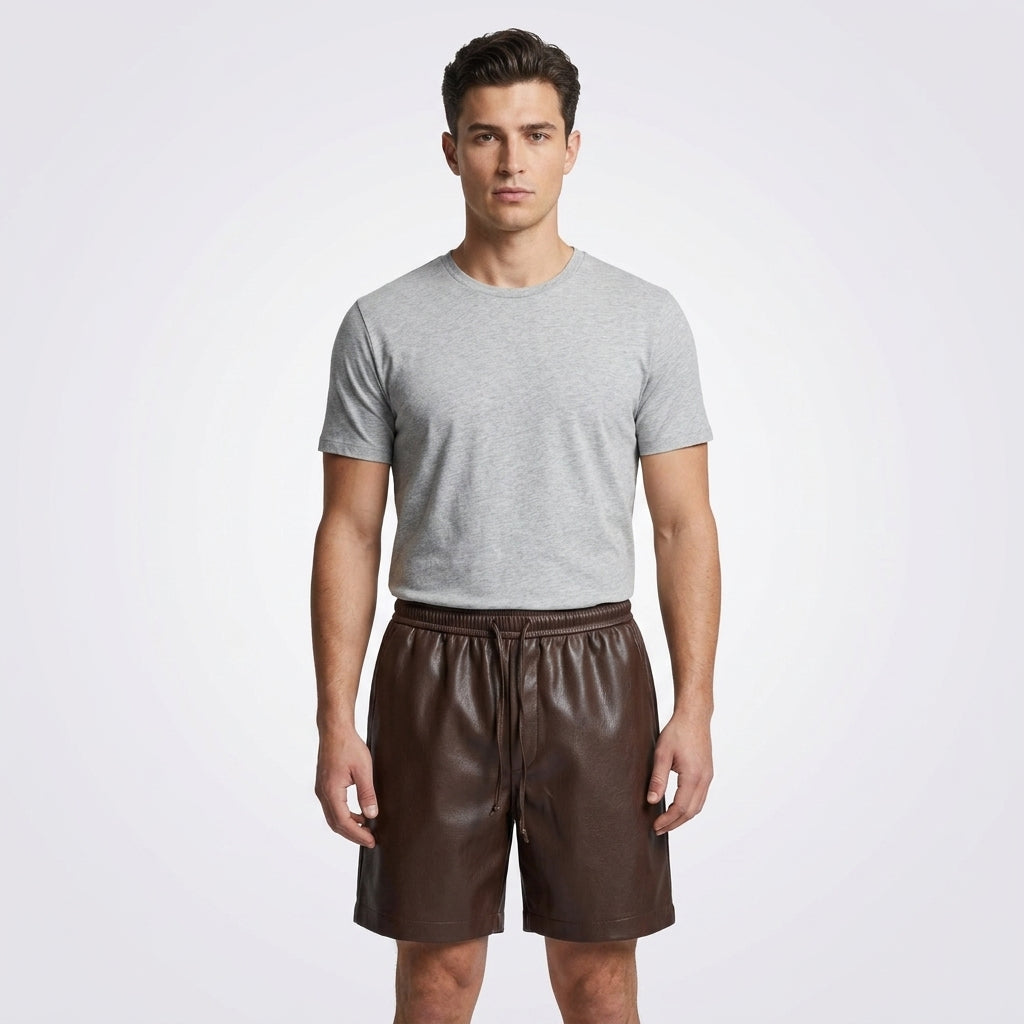 Men's Lambskin Leather Shorts Luxury Soft Leather Shorts