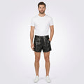 Men's Leather Cargo Shorts Genuine Utility Leather Shorts
