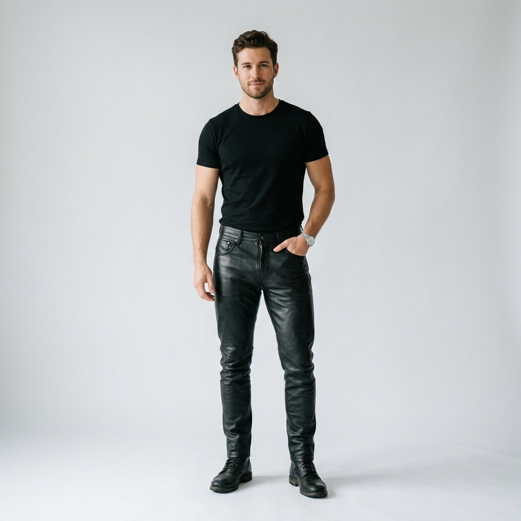 Men's Designer Leather Pants Premium Fashion Leather Trousers