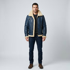 Men's Sheepskin Bomber Jacket Genuine Leather Shearling Pilot Coat