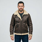 Men's Shearling Leather Jacket – Genuine Sheepskin Aviator Bomber