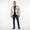 Men's Leather Biker Jacket with Studs Motorcycle Coat