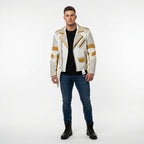 Men's Leather Biker Jacket with Studs Motorcycle Coat