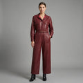 Deep Maroon Leather Jumpsuit