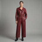 Deep Maroon Leather Jumpsuit