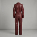Deep Maroon Leather Jumpsuit