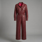 Deep Maroon Leather Jumpsuit