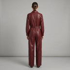 Deep Maroon Leather Jumpsuit