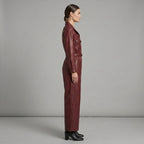 Deep Maroon Leather Jumpsuit