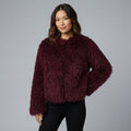 Women's Maroon Shaggy Fur Jacket