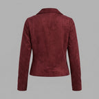 Women's Maroon Suede Biker Jacket