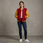 Women's Maroon & Gold Leather Varsity Jacket