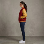 Women's Maroon & Gold Leather Varsity Jacket