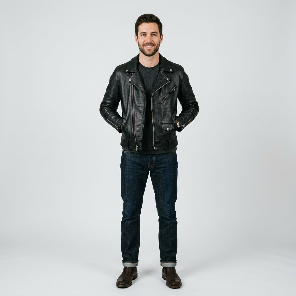 Men's Luxury Leather Jacket – Modern Slim Fit Casual Outerwear