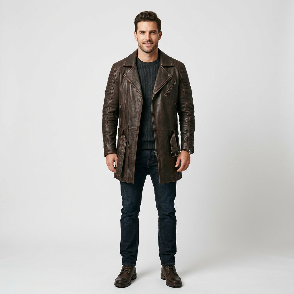 Browns Men's Distressed Brown Lambskin Leather Coat