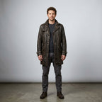 Men's Vintage Distressed Brown Double-Breasted Leather Trench Coat