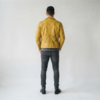 Men's Asymmetrical Leather Jacket – Vintage Mustard Yellow