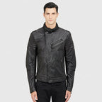Men's Asymmetrical Zip Moto Leather Jacket