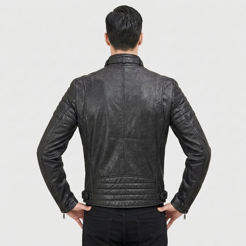 Men's Asymmetrical Zip Moto Leather Jacket