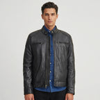 Men's Black Café Racer Leather Jacket