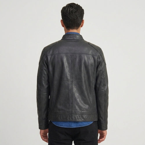 Men's Black Café Racer Leather Jacket