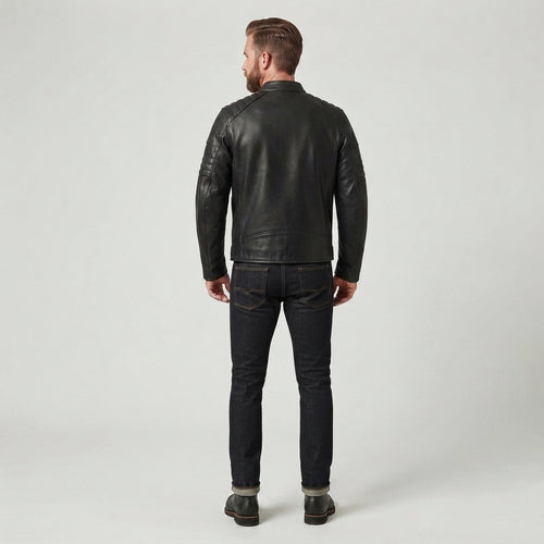 Men's Black Leather Biker Jacket