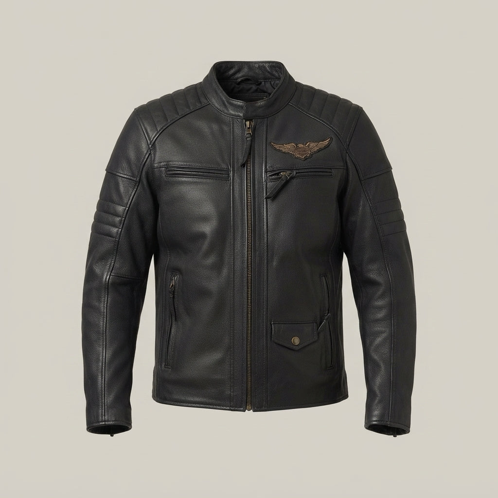Men's Black Leather Biker Jacket