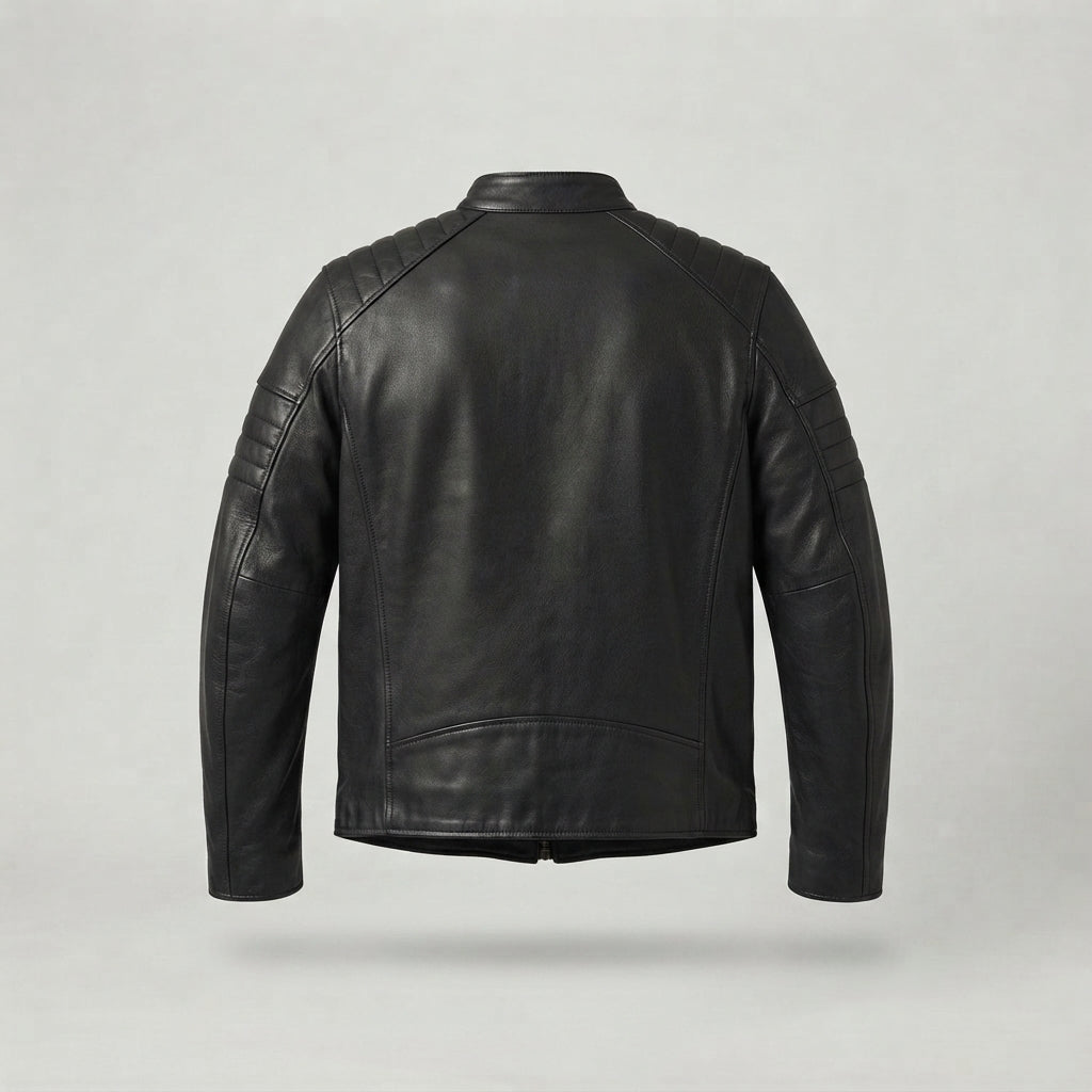 Men's Black Leather Biker Jacket