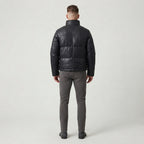 Men's Black Quilted Leather Puffer Jacket