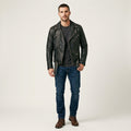 Men's Black Belted Motorcycle Leather Jacket