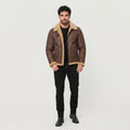 Men's Brown Shearling Bomber Jacket