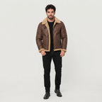 Men's Brown Shearling Bomber Jacket