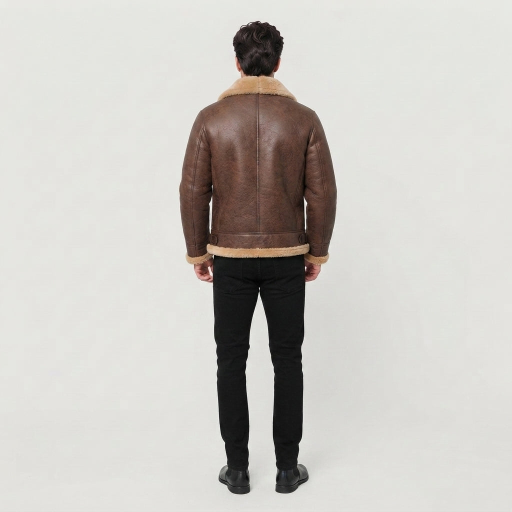 Men's Brown Shearling Bomber Jacket
