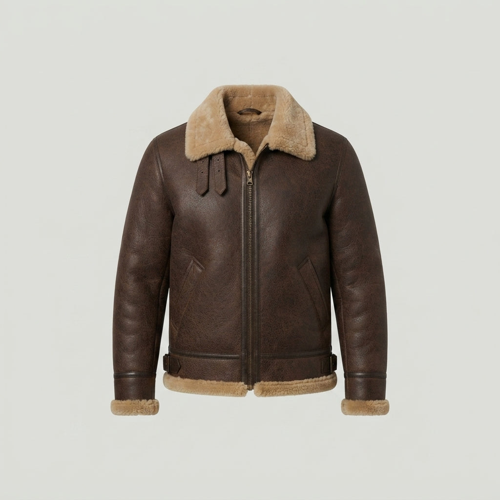 Men's Brown Shearling Bomber Jacket