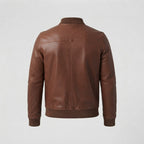 Cognac Brown Leather Bomber Jacket – Men