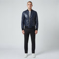Men's Navy Leather Aviator Jacket
