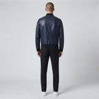 Men's Navy Leather Aviator Jacket
