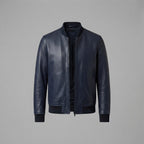 Men's Navy Leather Aviator Jacket