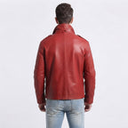 Men's Red Leather Field Jacket