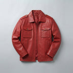Men's Red Leather Field Jacket