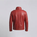 Men's Red Leather Field Jacket