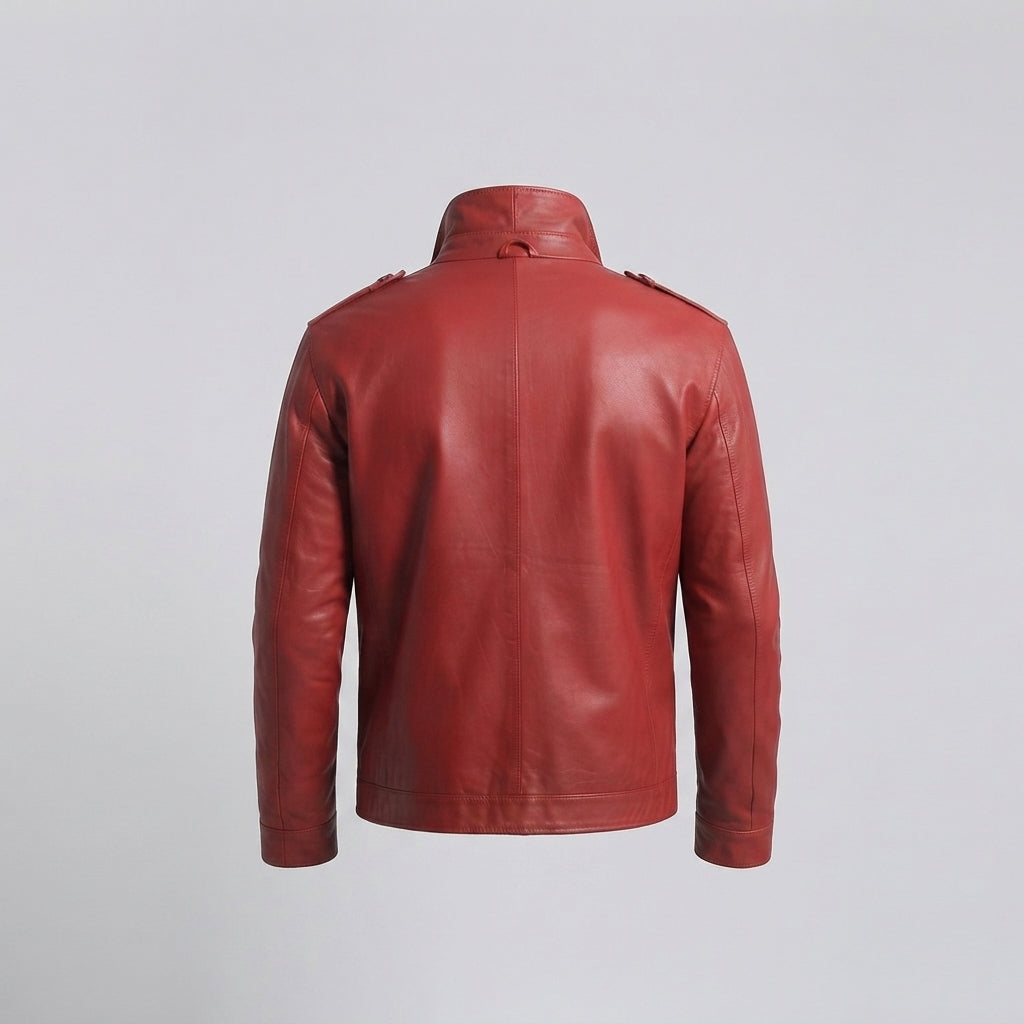 Men's Red Leather Field Jacket