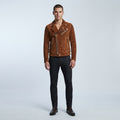 Men's Tobacco Suede Moto Jacket