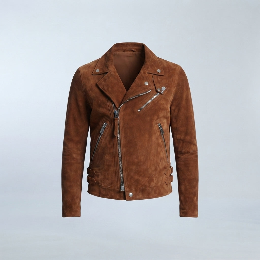 Men's Tobacco Suede Moto Jacket