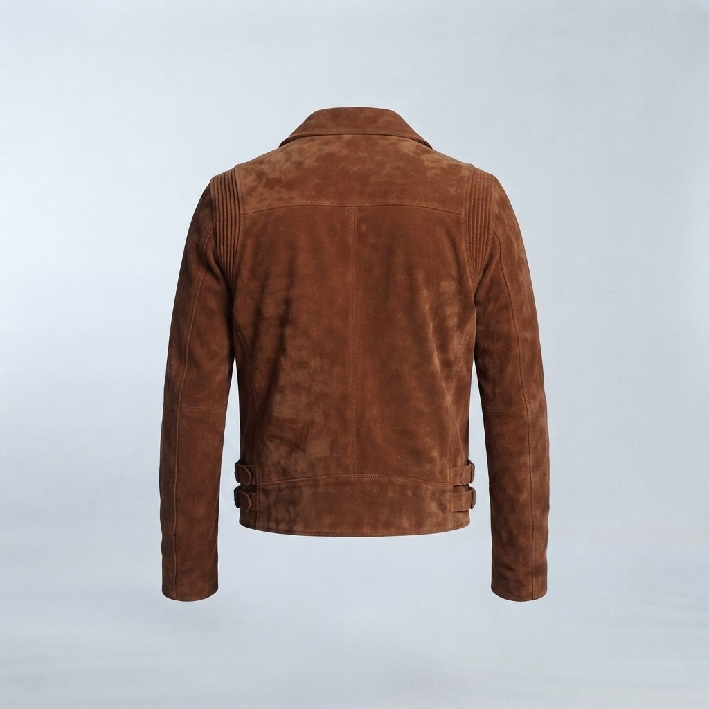 Men's Tobacco Suede Moto Jacket